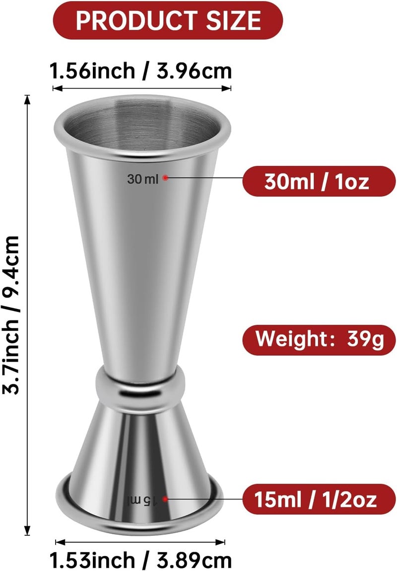 eispap 304 Stainless Steel Rolled lip Cocktail Double Jigger Japanese Style Measuring Oz Cup Bar Tool Shot for Bartending Bartender Jiggers Ounce Measurements Alcohol Drink Markings (15 ml x 30 ml) - Image 1